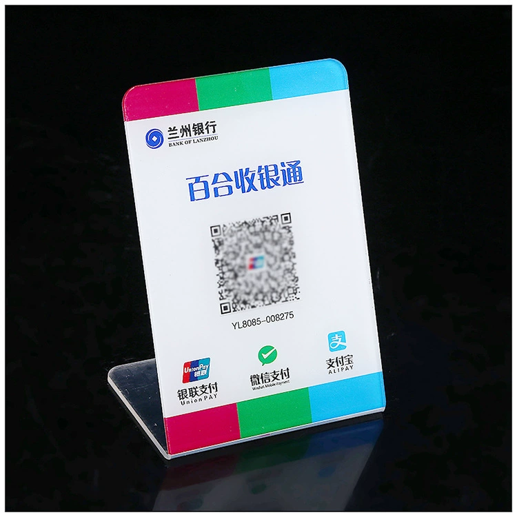 Акриловый QR-код получаемый код карта стол бренд акриловая платежная карта L-образная таблица карта кассир кассиры индивидуализированная акриловая