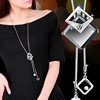 Long sweater with bow, chain, crystal with tassels, pendant, necklace, clothing, accessory, simple and elegant design, wholesale