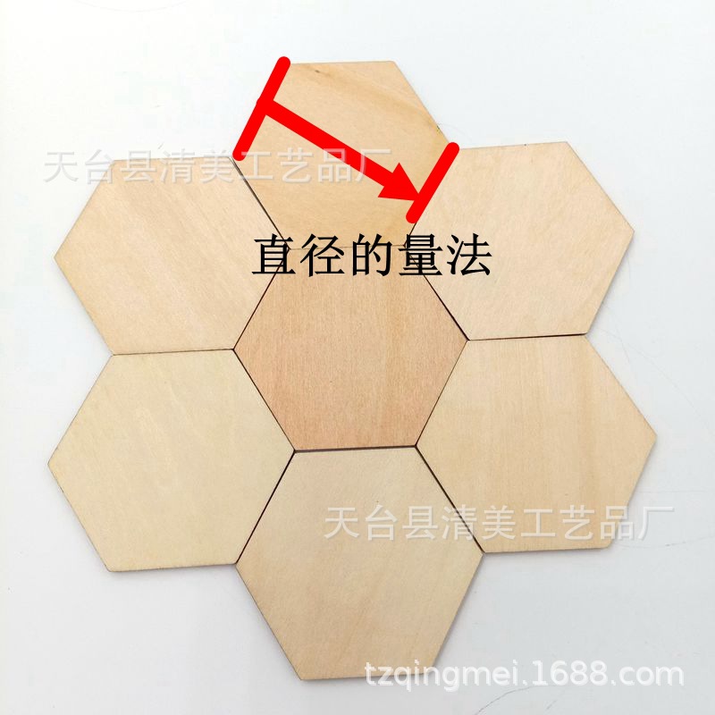 Pieza de madera decorativa hexagonal de tilo Pieza de botón de madera hexagonal en forma de borde