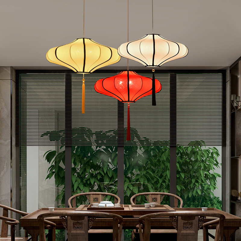 Nuevo estilo chino pantalla de tela araña caliente olla restaurante lámpara estilo chino antiguo rojo linterna restaurante té casa balcón lámpara