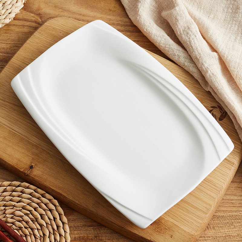 Plato cuadrado de cerámica, vajilla blanca, suministros de hotel, plato cuadrado de fénix, plato cuadrado cerámico