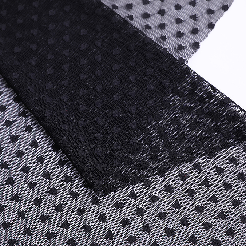 春夏弹力爱心蕾丝网布面料 黑色白色蕾丝内衣花边辅料