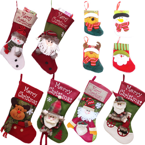 New Christmas Socks Gift Bag Large Small Candy Bag Cartoon Gift Bag Christmas Decoration Wholesale
