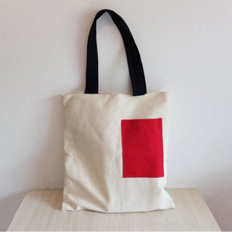 精美学生多口袋帆布手提袋时尚环保购物袋 印花帆布袋