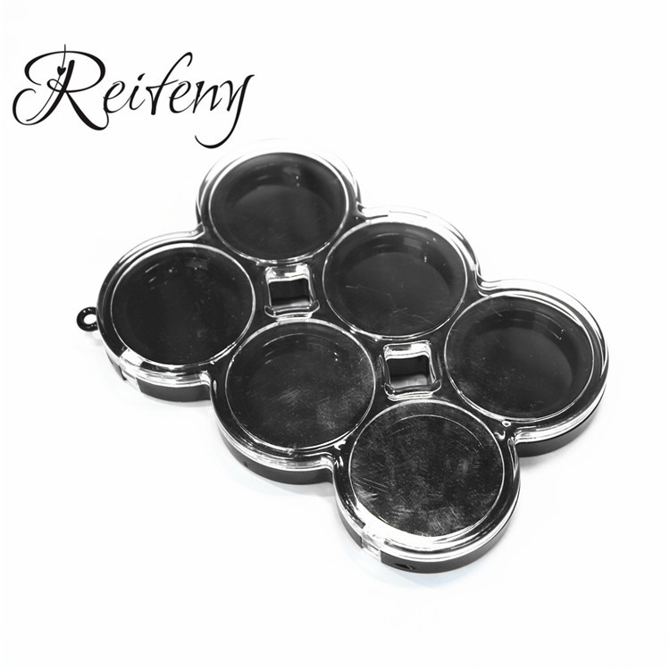 新款六色眼影盘圆形透明盖腮红空盒可定化妆品包材包装多色盒子