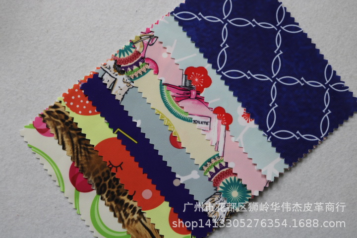 厂家批发 卡通几何记忆布复合印花 数码印花防水包袋箱包牛津布