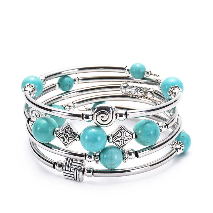 Turquoise organic bracelet natural stone, Amazon