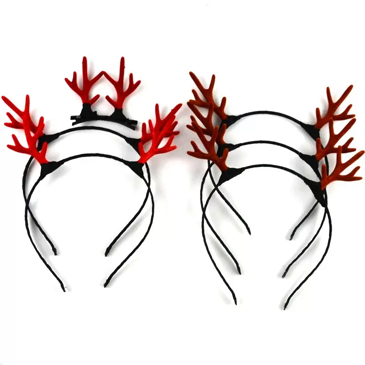 圣诞鹿角发箍庙会旅游景区热卖 地推植绒鹿角发夾万圣节头饰