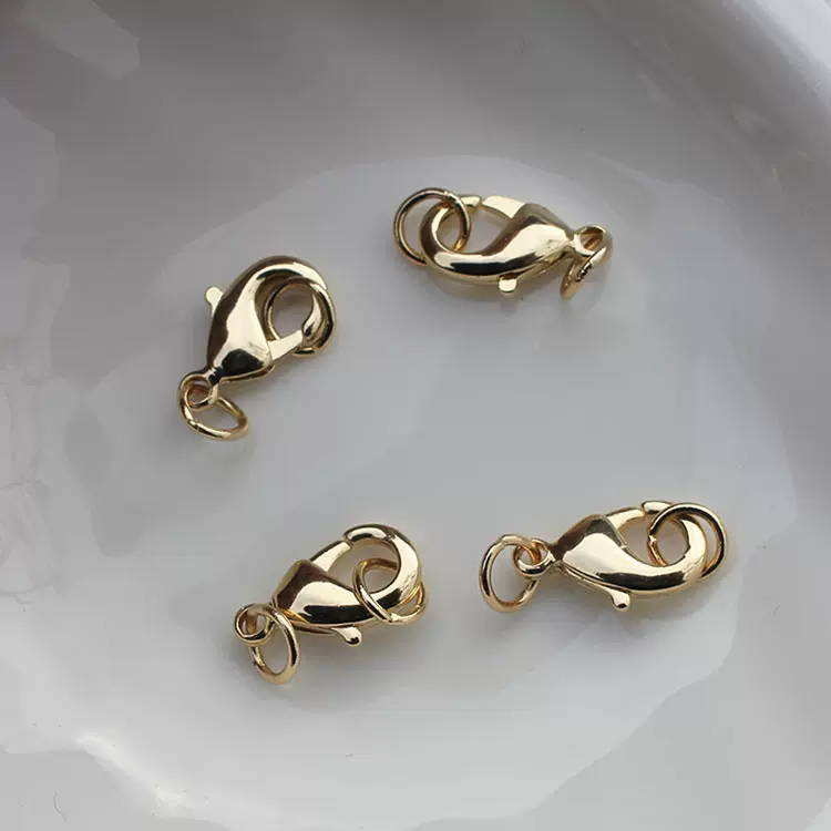 厂货通14k保色包金龙虾扣 手链项链尾扣 diy鱼尾扣饰品配件批发