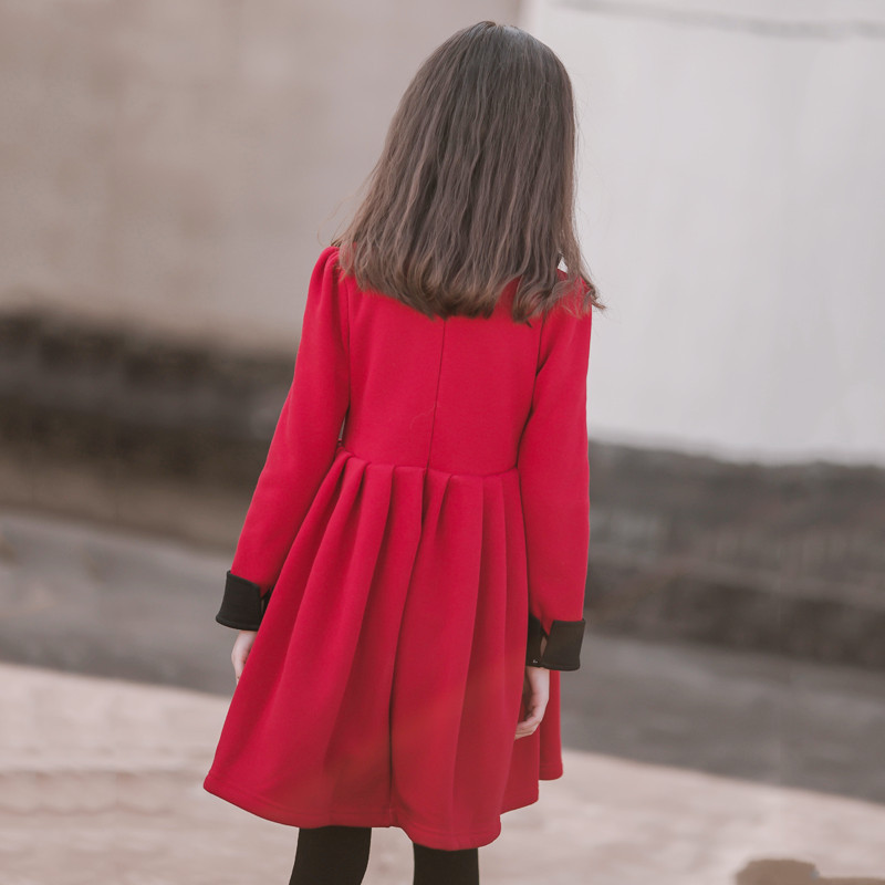 Vestido de las Niñas Ropa de otoño e invierno 2023 nuevo bebé estilo occidental vestido de los niños vestido de princesa medio y grande de los niños de lana forrada vestido de los niños