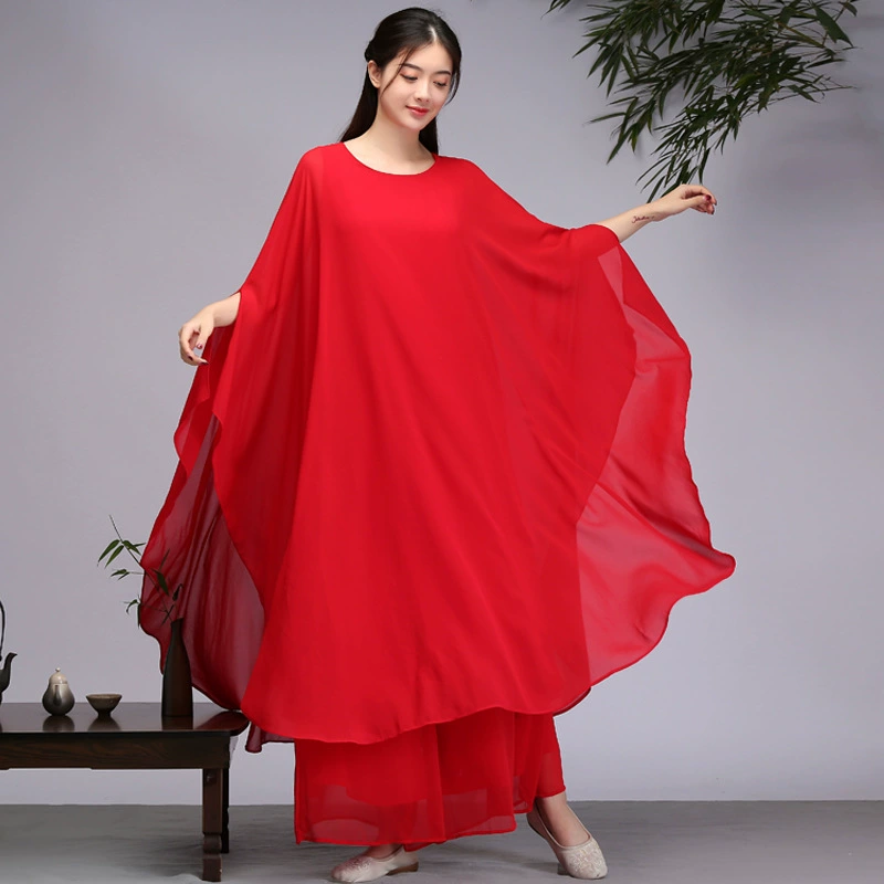 2151 Real Shot 2019 весна-осень новая шифоновая художественная Ретро рабочая одежда для чайного домика одежда для дзен-танцев платье женский костюм