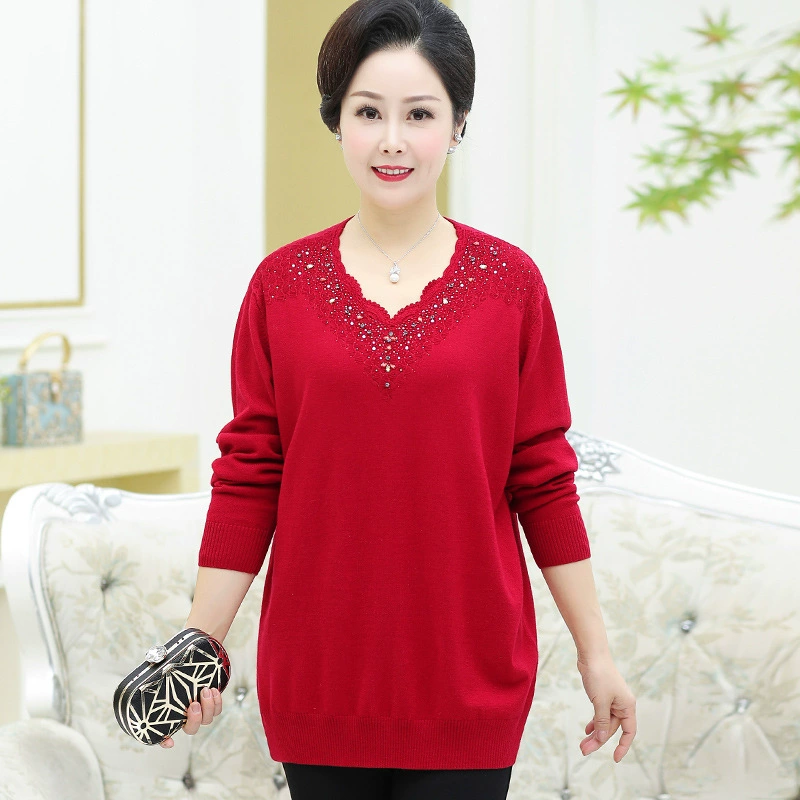 8010 элегантный свитер для полных мам, женская одежда, свитер больших размеров, базовый свитер для женщин среднего и пожилого возраста