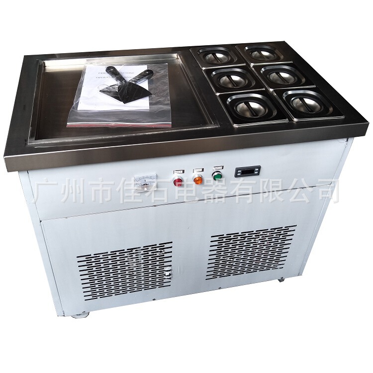 Manufacturer Supplies Single Pot 6 Barrels of Thick-Cut Yogurt Machine Jishi Thai Fried Ice Cream Machine 110V Fried Ice Machine