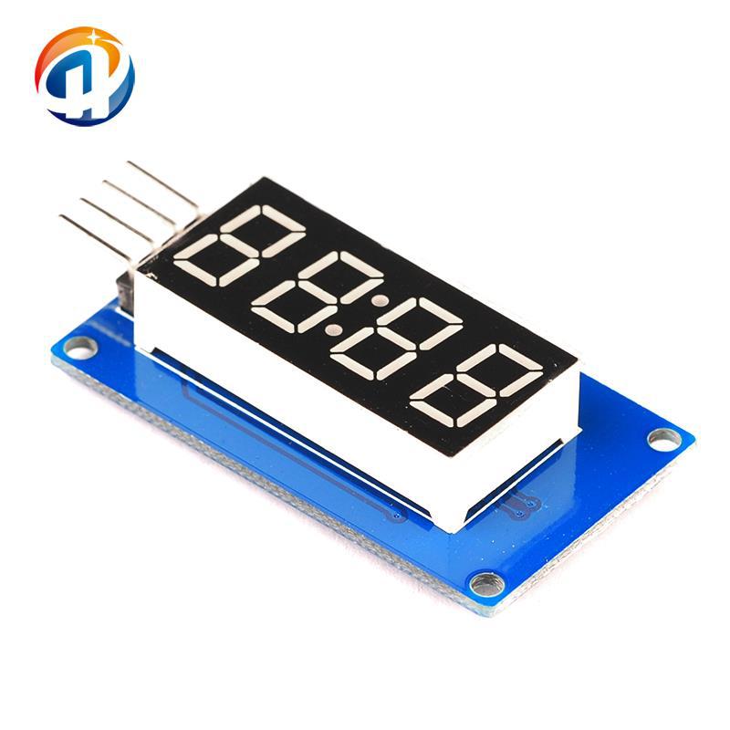 4位数码管显示模块 LED亮度可调 带时钟点配件积木