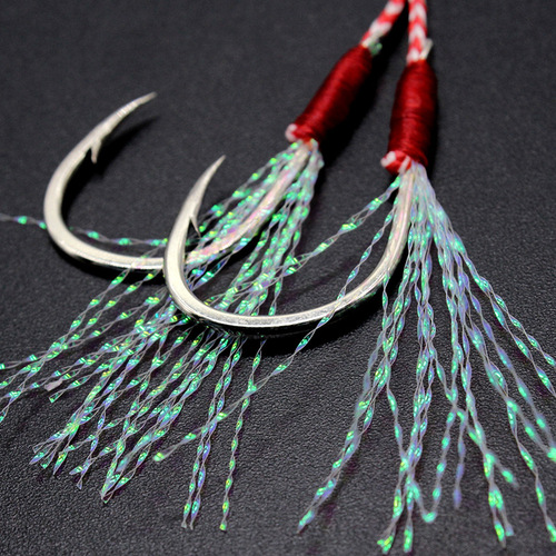 Iron plate double hook, boat fishing hook, Austrian gold iron plate double hook, 10#-20# tied line with bright silk lure bait and fishhook