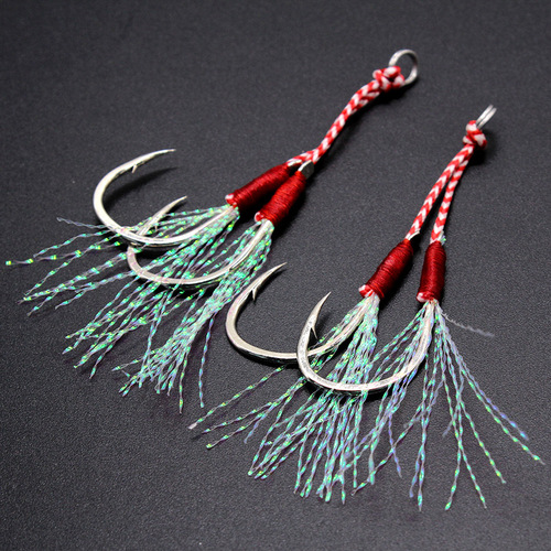 Iron plate double hook, boat fishing hook, Austrian gold iron plate double hook, 10#-20# tied line with bright silk lure bait and fishhook