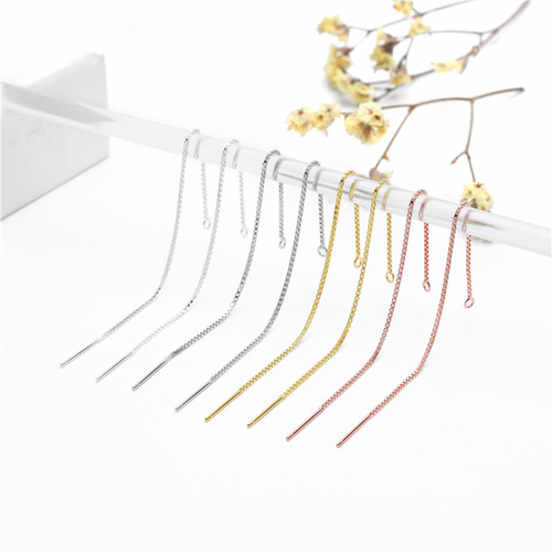 S925 sterling silver ear wire accessories box chain gold plated long earrings handmade diy earrings material manufacturer wholesale
