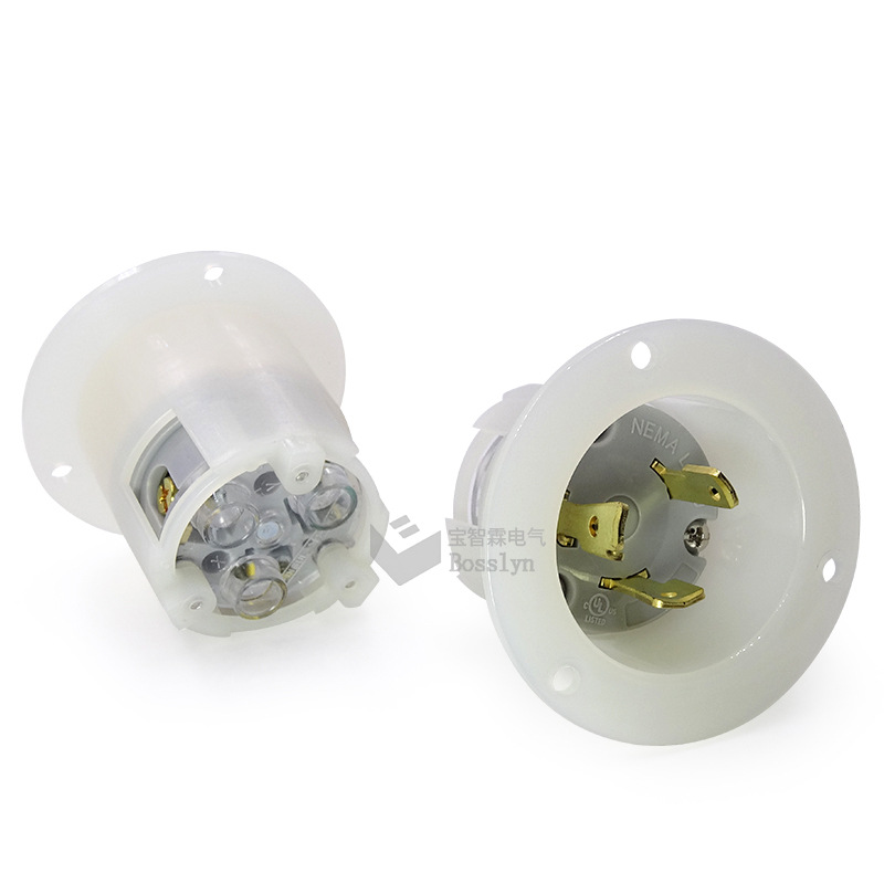 供应美式插头30A美标锁扣式暗装插头 耐摔尼龙料三极电源插头