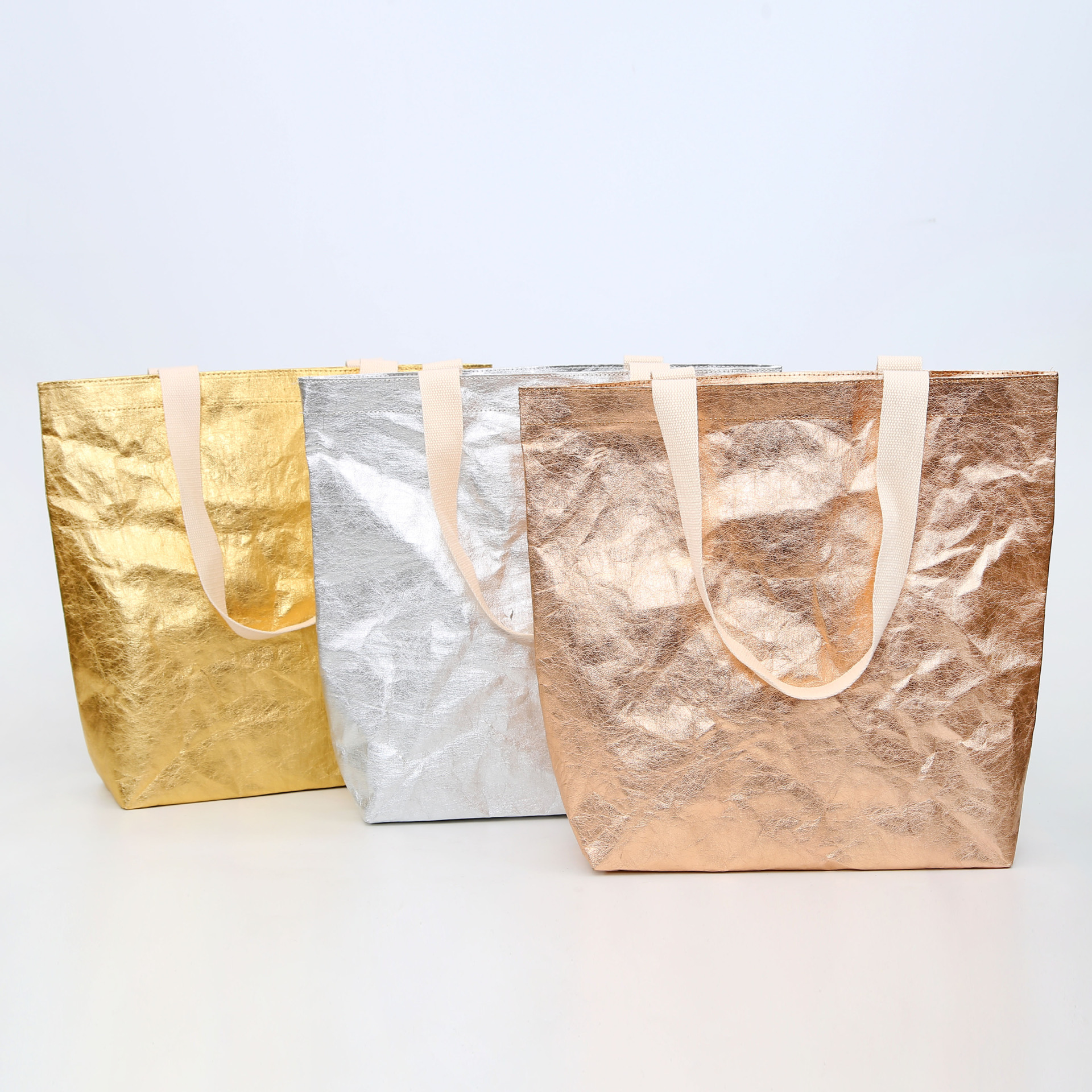 水洗牛皮纸袋金色银色玫瑰金色古铜金色手提袋撕不烂洗不破