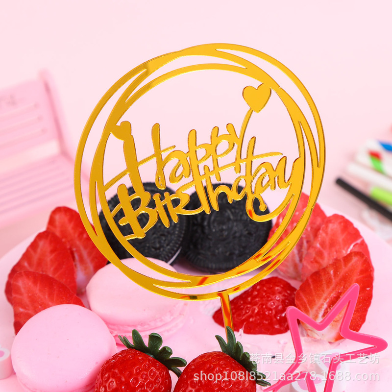 Supply cake decoration card flag happy birthday baking decoration party card new acrylic mirror