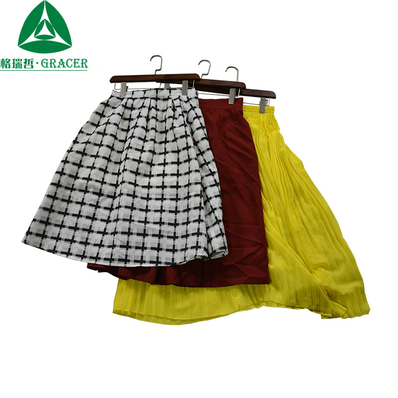 广州格瑞哲旧衣服工厂荷叶边中长款鱼尾裙旧裙子外贸出口菲律宾