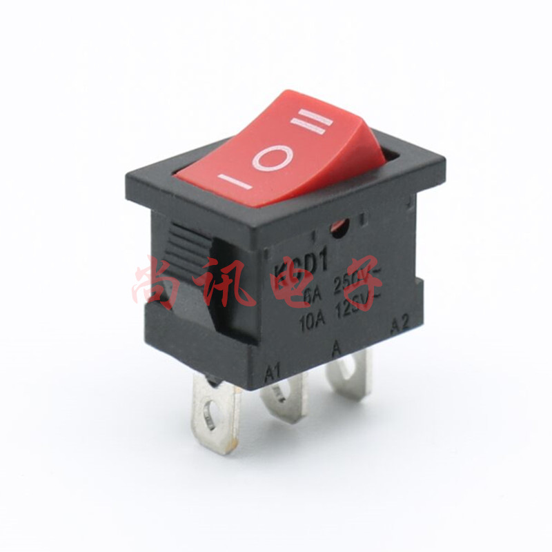 船型开关KCD1三档红盖按钮15*21电源 翘板开关三档三脚ON-OFF-ON