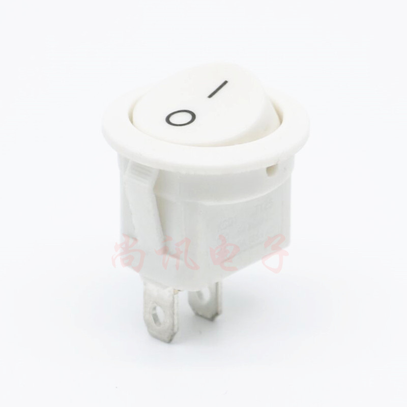 船型开关圆形白色 2脚 上圆下方16.5MM翘板开关 灯饰照明电源开关