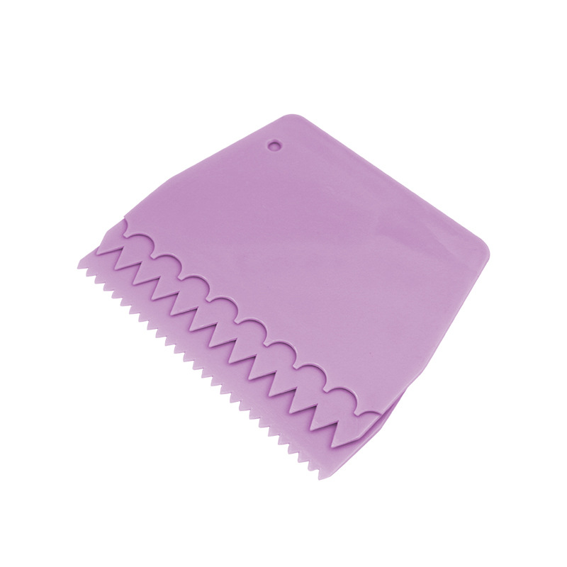 Plástico trapezoidal pequeño diente puntiagudo grande diente puntiagudo diente redondo conjunto de tres piezas pastel crema raspador herramienta para hornear