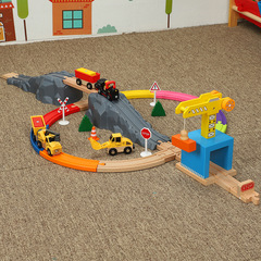 Wooden train track theme set police car ambulance fire scene compatible with wooden Thomas