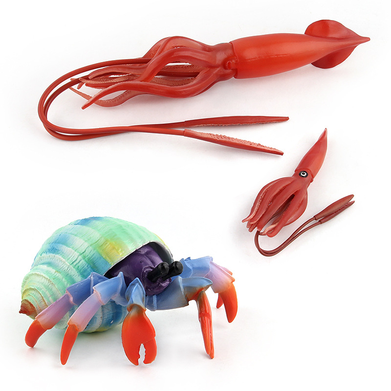 Color versión simulación animal Marina modelo animal juguete calamar cangrejo ermitaño caballito de mar tiburón modelo transfronterizo