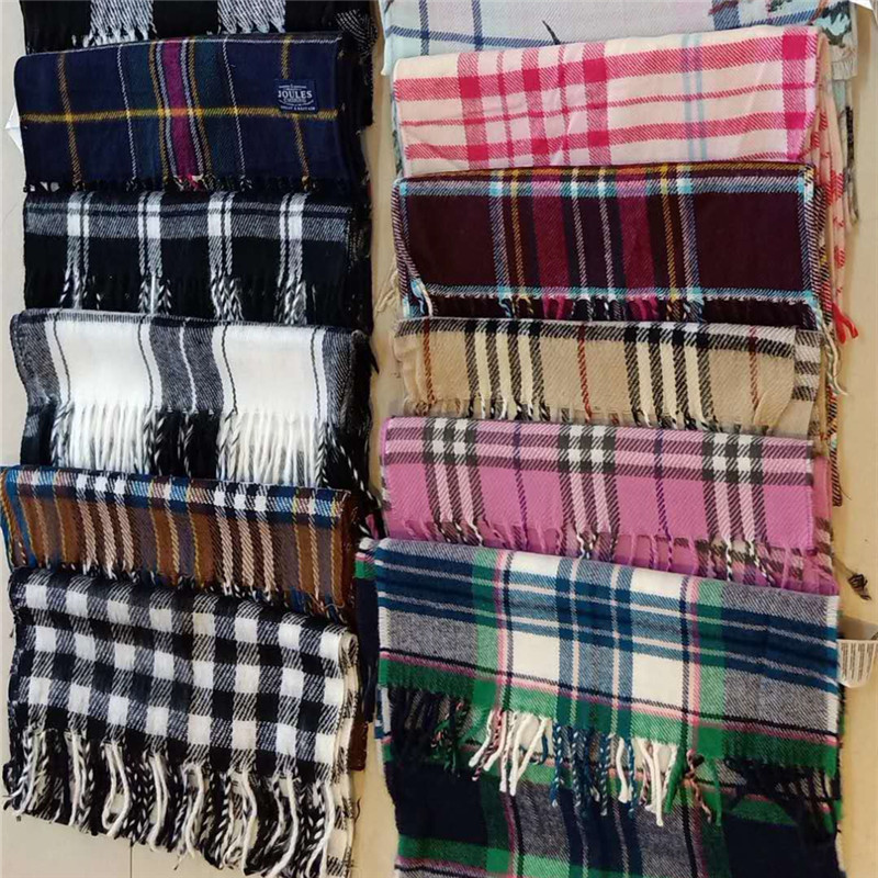 Scarf women's autumn and winter thick warm cashmere tassel shawl student plaid scarf Yiwu manufacturers wholesale