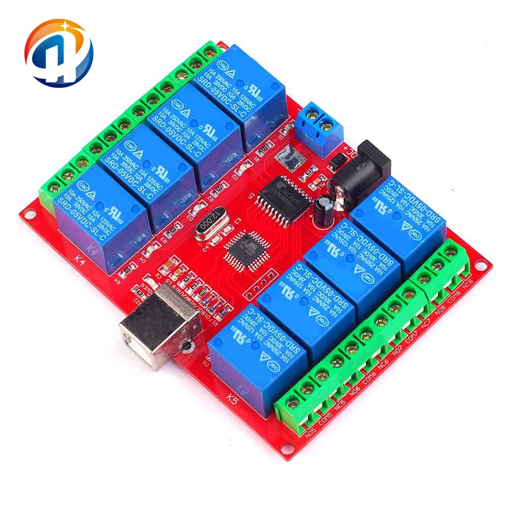 8路 5V 电脑USB控制开关 免驱继电器模块 PC 智能控制器 红板