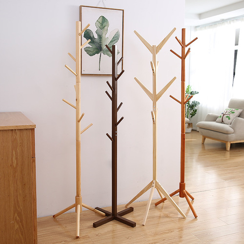 Household coat rack solid wood clothes hanger bedroom simple floor-to-ceiling simple office living room clothes hanger