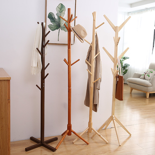 Household coat rack solid wood clothes hanger bedroom simple floor-to-ceiling simple office living room clothes hanger