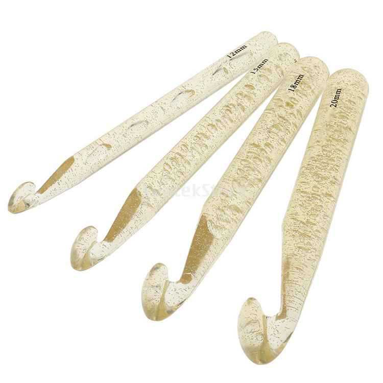 Herramienta de tejido transfronterizo, aguja de suéter de ganchillo de plástico, ABS, conjunto de 4 modelos de ganchillo transparente