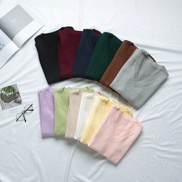 knitted solid color student pleated skirt
