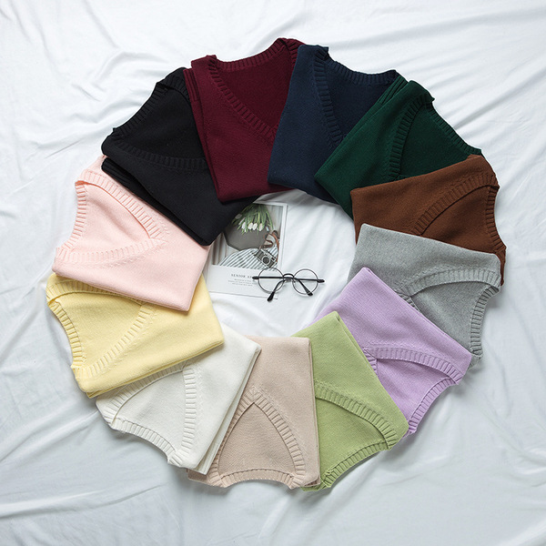 knitted solid color student pleated skirt