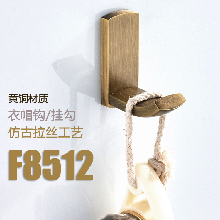 Baño fábrica al por mayor nuevo bronce vintage artesanía cobre material simple cocina y baño gancho baño pared ropa gancho