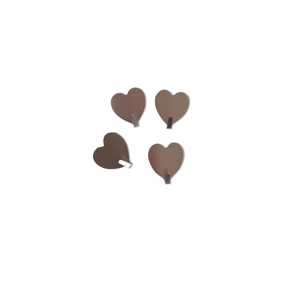 Estilo coreano Nuevo Hogar simple creativo pegajoso gancho amor corazón plata Acero inoxidable gancho de la habitación sin fisuras gancho decorativo