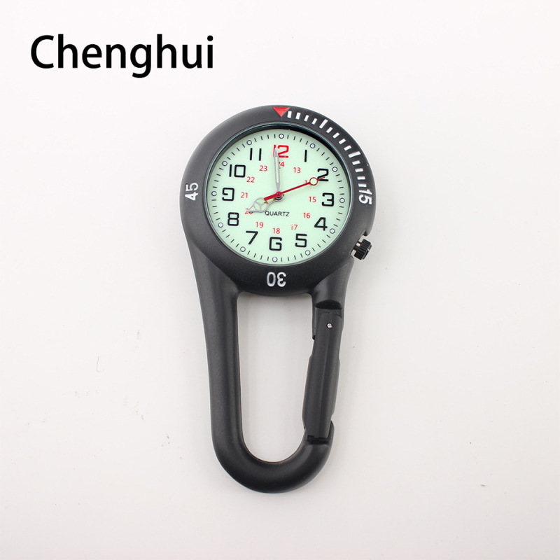 Fashionable Luminous Quartz Hanging Watch with Alloy Case, Pointer-Style Outdoor Climbing Watch with Carabiner, Universal