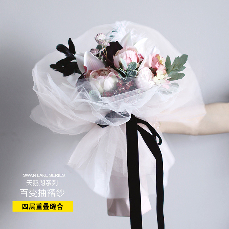 Roland flor material de embalaje Swan Lake ropa de plumas variedad de hilo plisado ramo de embalaje de papel de gasa de alta gama conveniente