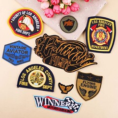 Embroidered Fabric Patch Computerized Embroidery Charm Exquisite DIY Double Axe Wings Badge Clothing Decorative Patch
