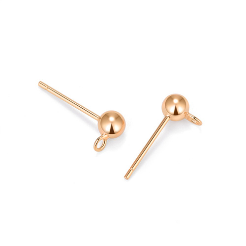 S925 sterling silver earrings accessories diy earrings accessories Doudou circle bead earrings gold-plated manufacturer wholesale