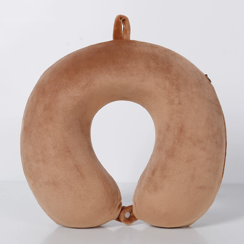 Travel pillow direct sales solid color spandex U-shaped pillow memory foam creative design nap neck pillow wholesale