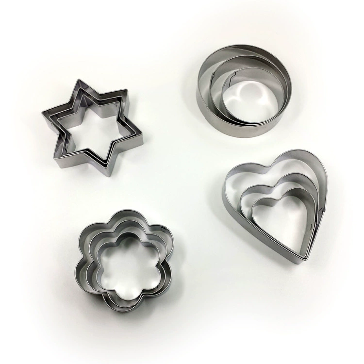 Hexagonal set heart shaped, compact mold stainless steel, wholesale, 12 pieces