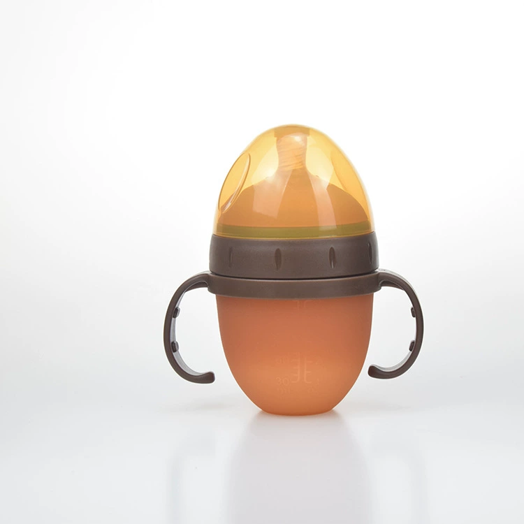 Детская полная Мягкая силиконовая бутылочка для кормления, имитация падения, супер широкий рот с ручкой, соломенная имитация грудного молока, отлучение от груди, бутылка для кормления артефакта