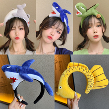 2021新款网红鲨鱼恐龙发捆发卡发箍洗脸少女可爱卡通头箍韩国头饰