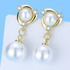 Copper fashionable hypoallergenic earrings from pearl, accessory, Korean style, wholesale