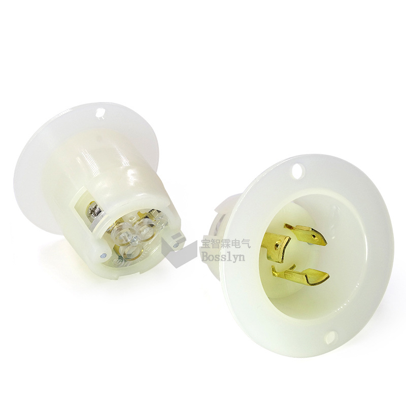 15A 125V美国旋扣式暗装插头 防尘防爆耐摔 美规灯饰接线插头