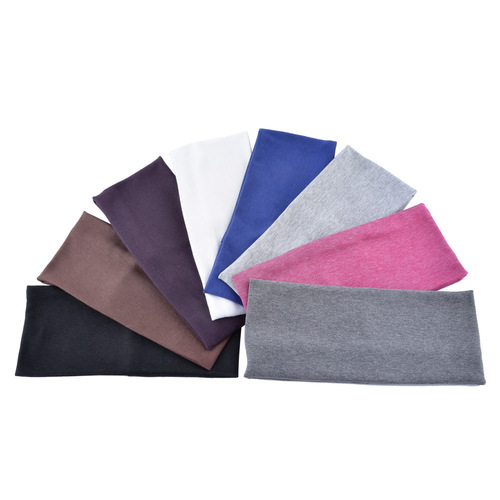 Pure Color Cotton Sweat Absorbent Sports Headband Elastic Band Head Scarf Yoga Hair Accessory Face Washing Head Makeup Beauty Hair Cover